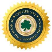 Notre Dame Football Heritage Certificate
